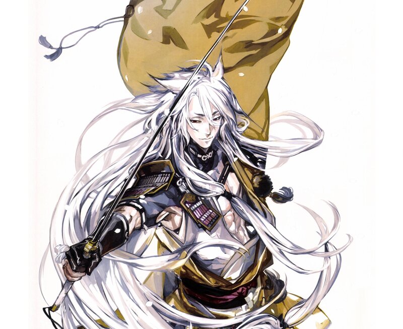 Anime Warrior with Sword — White, Dramatic, Manga