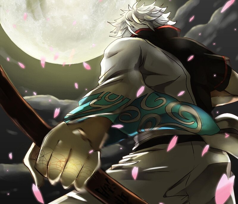Anime Warrior with Sword — White, Dramatic
