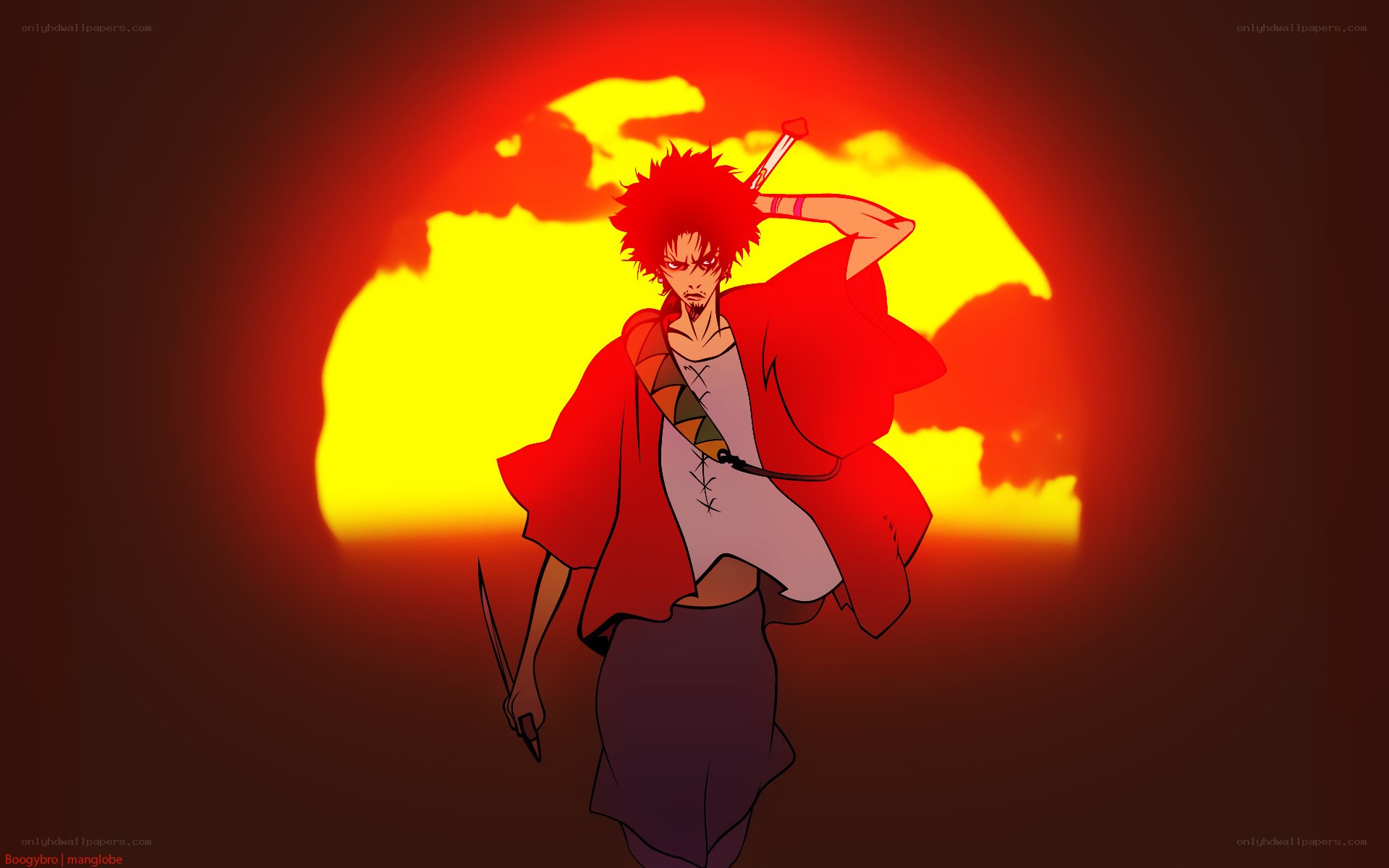 Anime warrior with swords