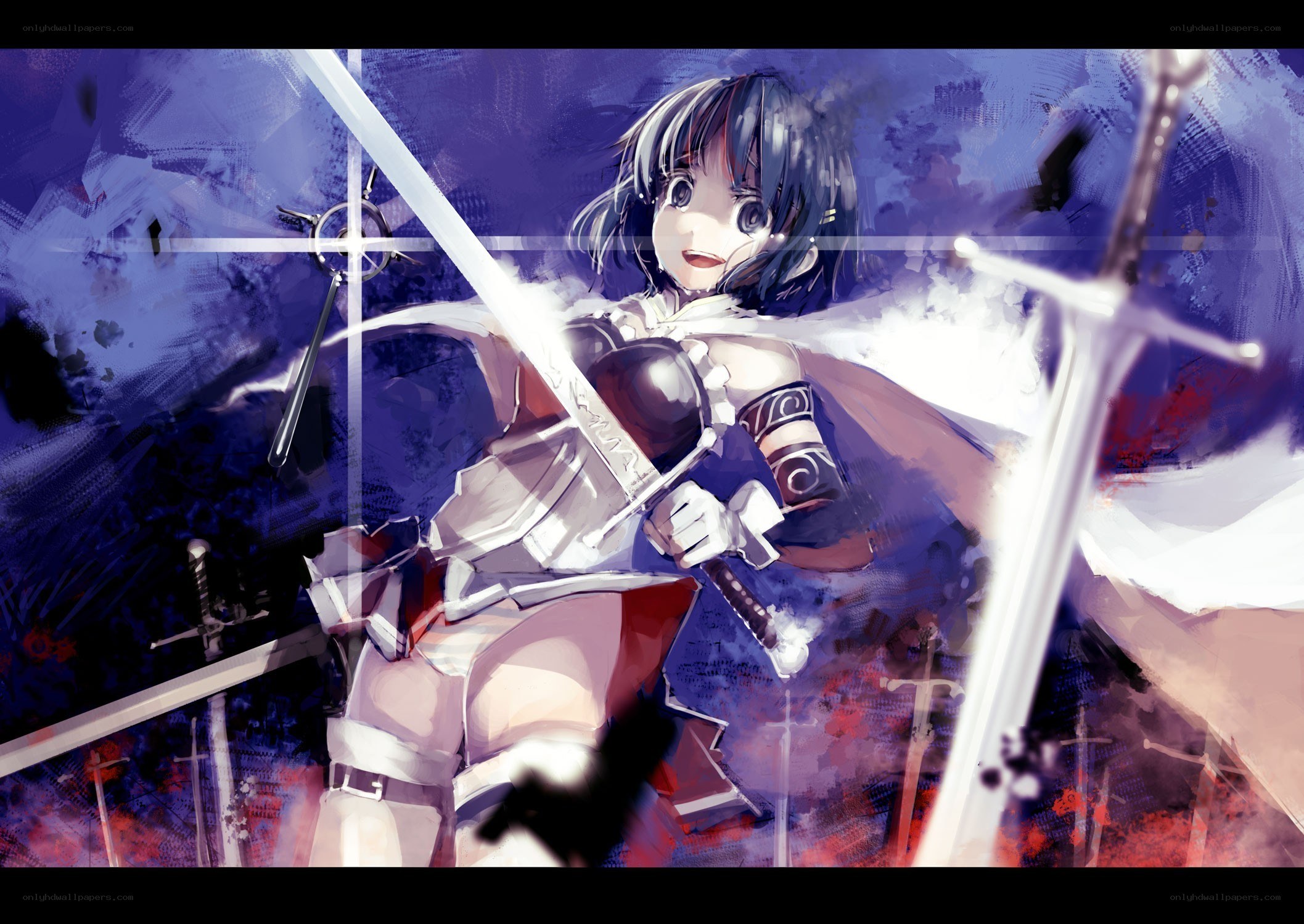 anime warrior with swords