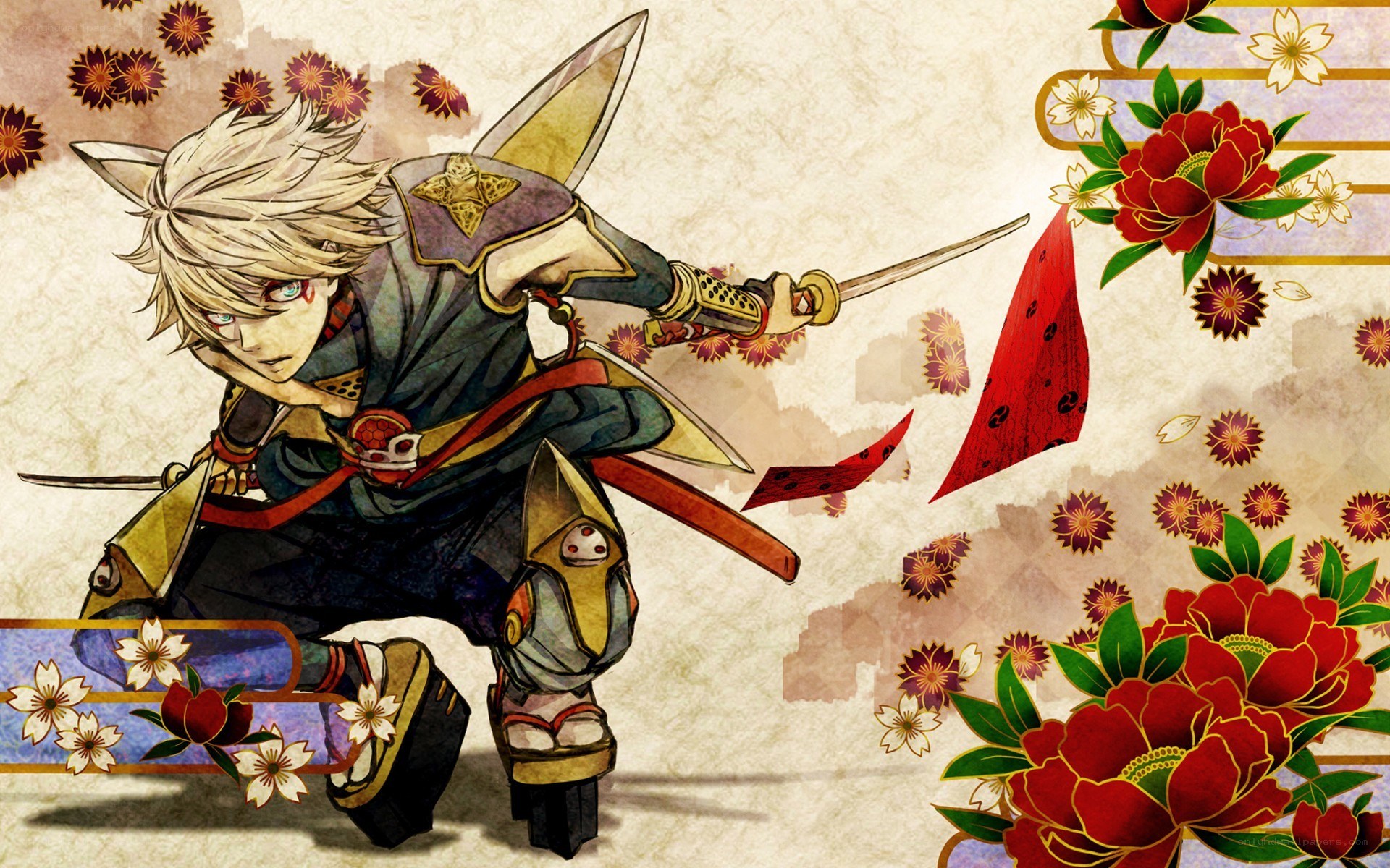 anime warrior with swords
