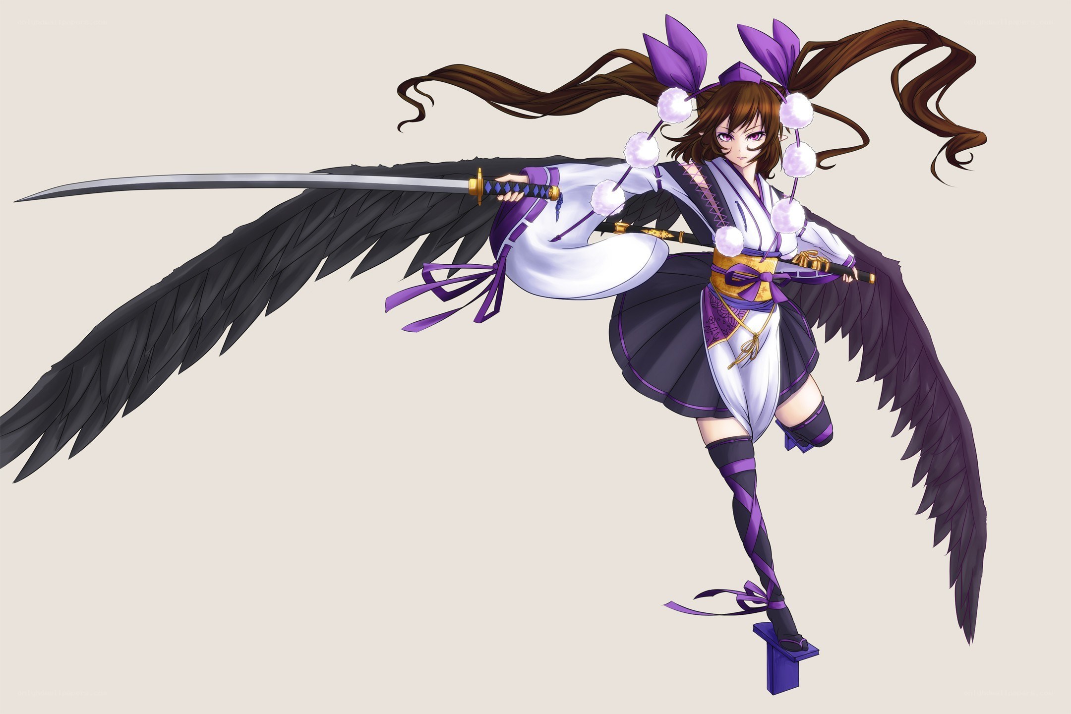 anime warrior with swords