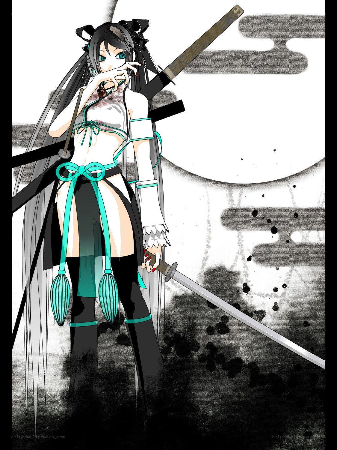 anime warrior with swords