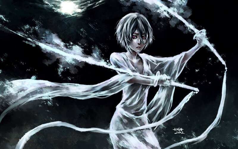 anime warrior with swords