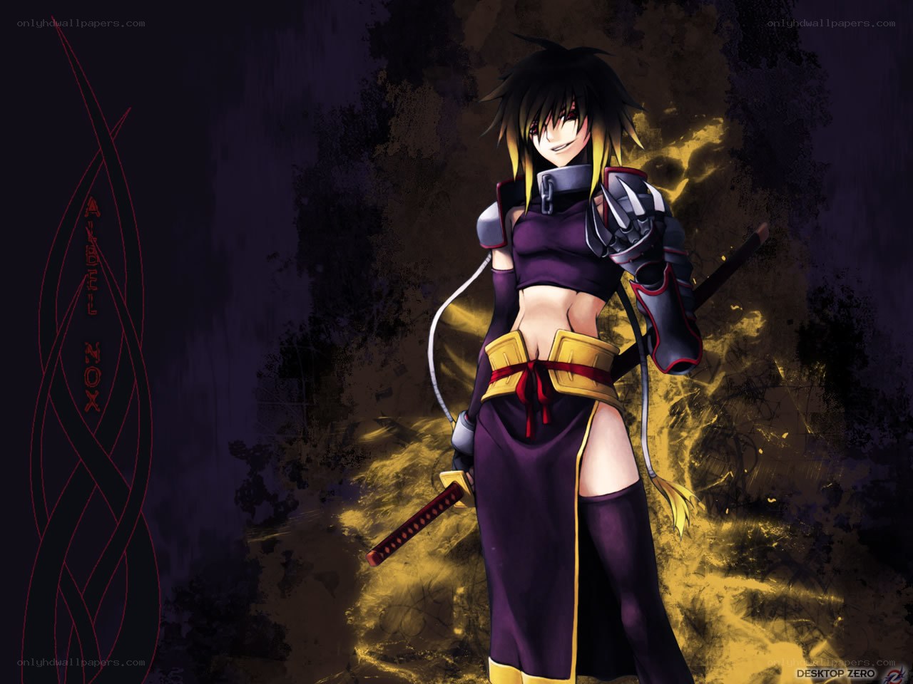 anime warrior with swords