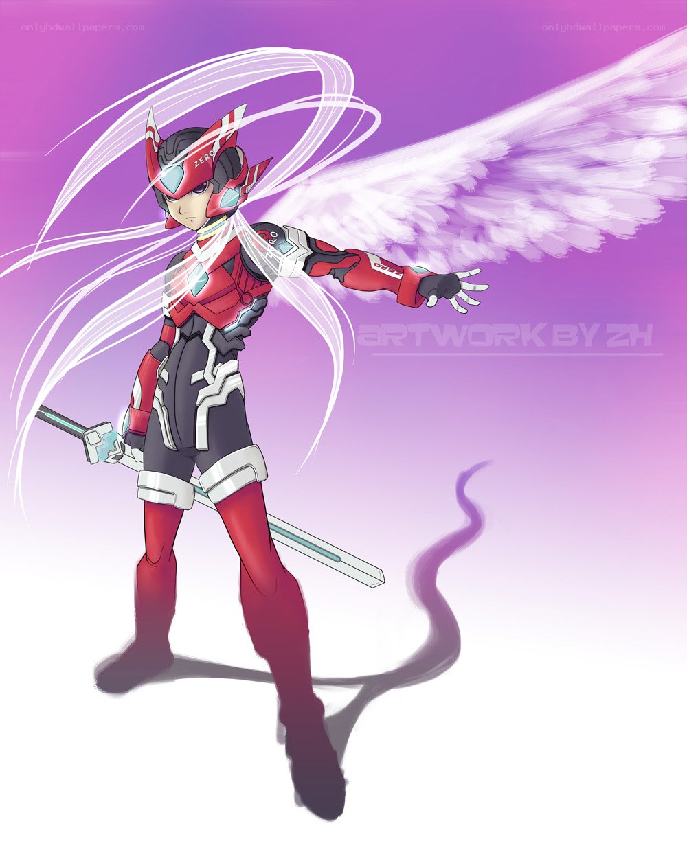 anime warrior with wings