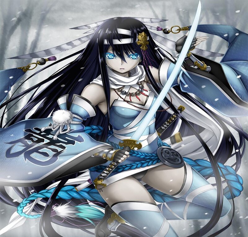 Anime Warrior Woman — Blue, Dramatic, Winter