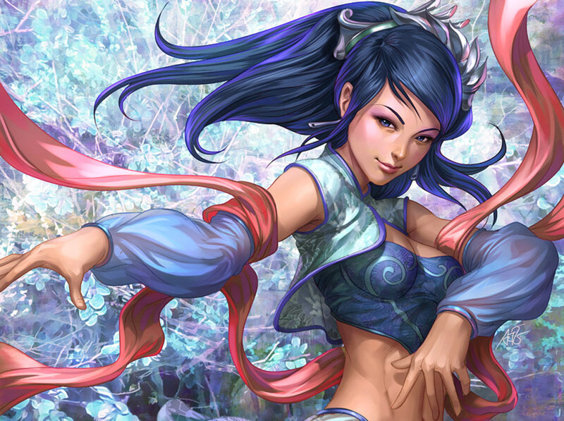 anime warrior woman in motion
