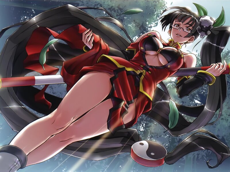 anime warrior woman in red