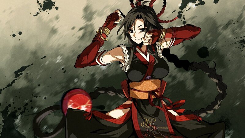 anime warrior woman in red