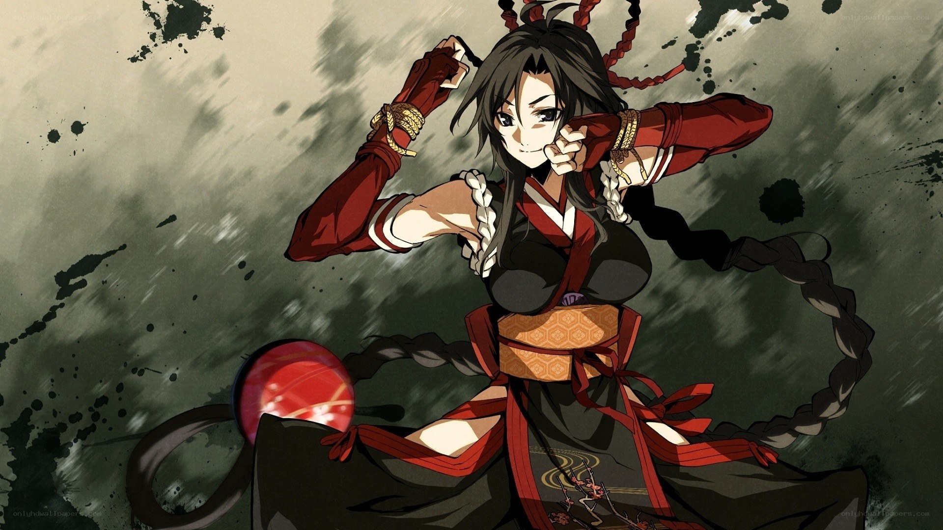 anime warrior woman in red