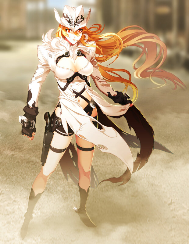 anime warrior woman in white