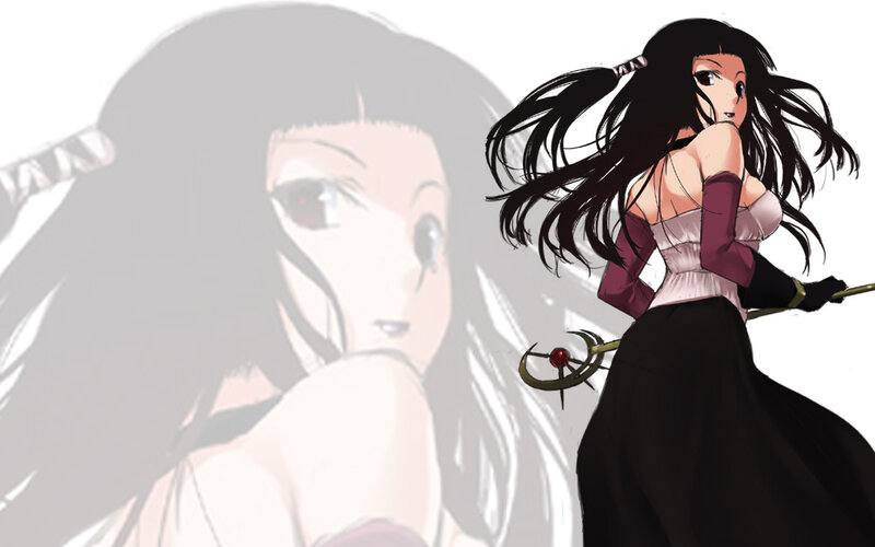 anime warrior woman with staff