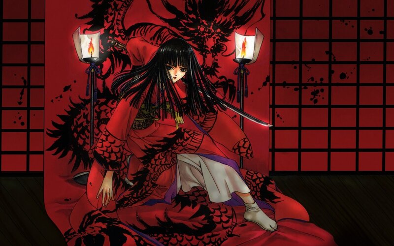 Anime warrior woman with sword