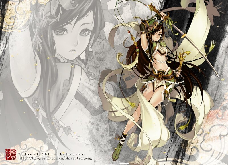 Anime warrior woman with sword