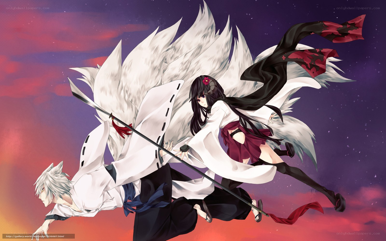 Anime warriors in flight