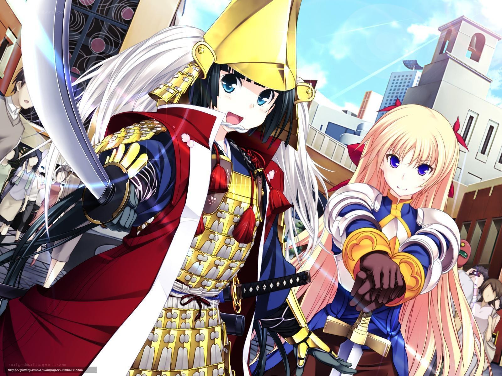 Anime warriors in modern city