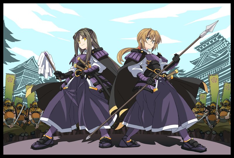 anime warriors in purple armor