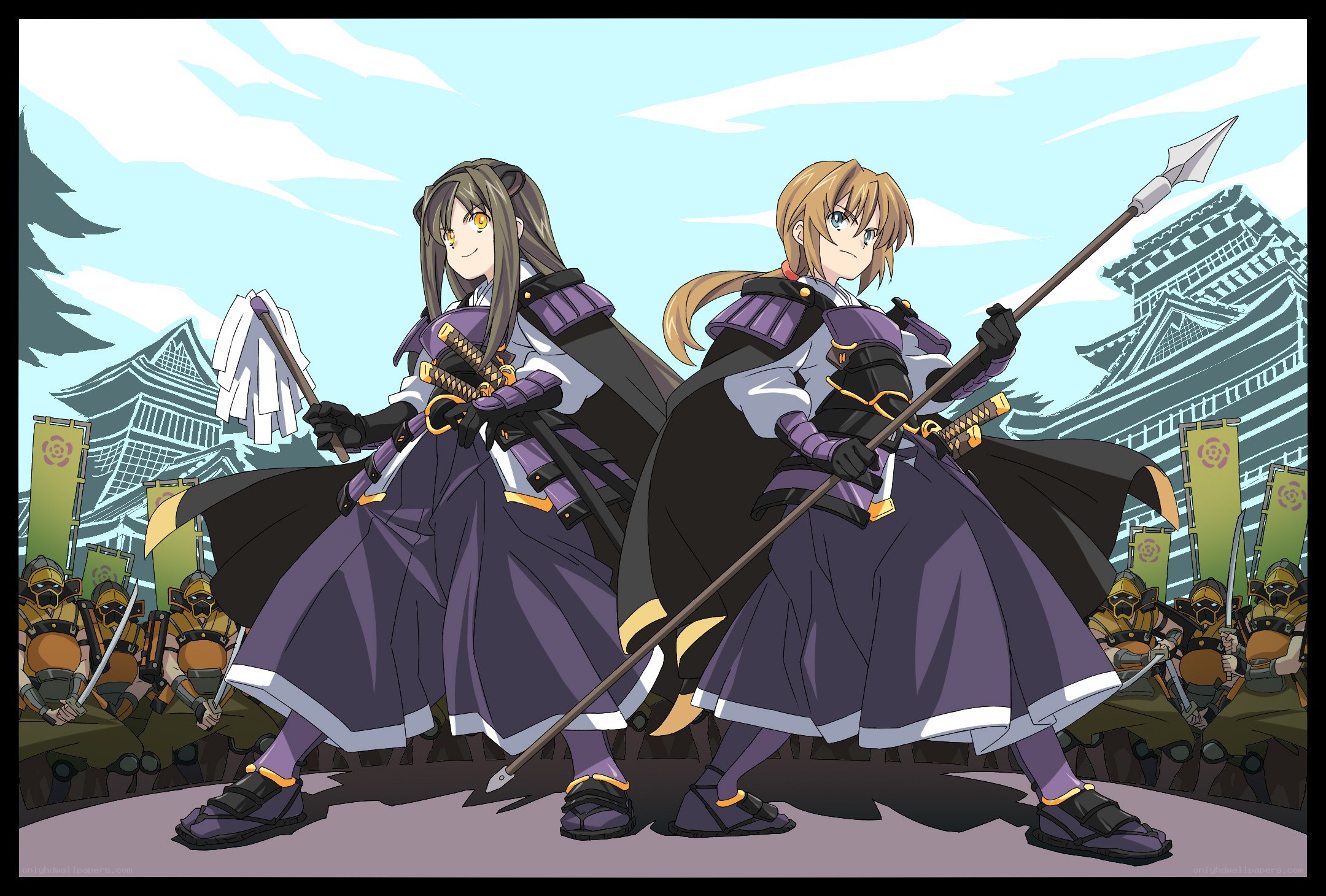 anime warriors in purple armor