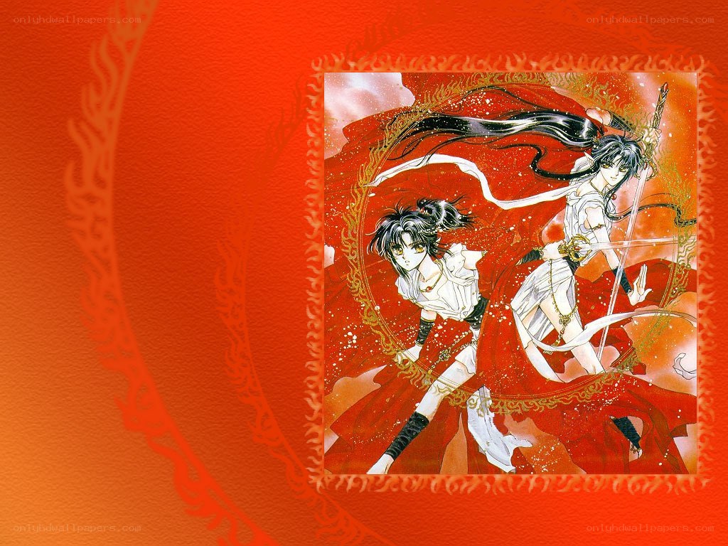 Anime warriors in red