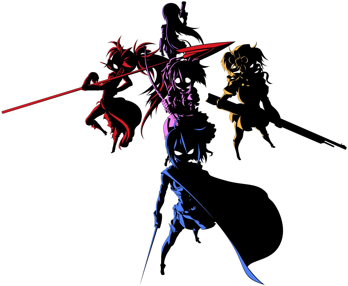 anime warriors in silhouette