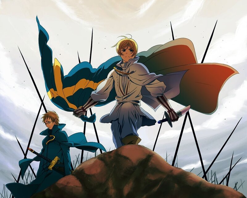 Anime warriors on a battlefield