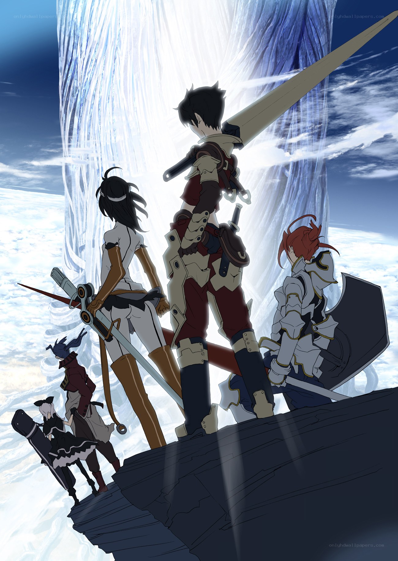 anime warriors on a cliff