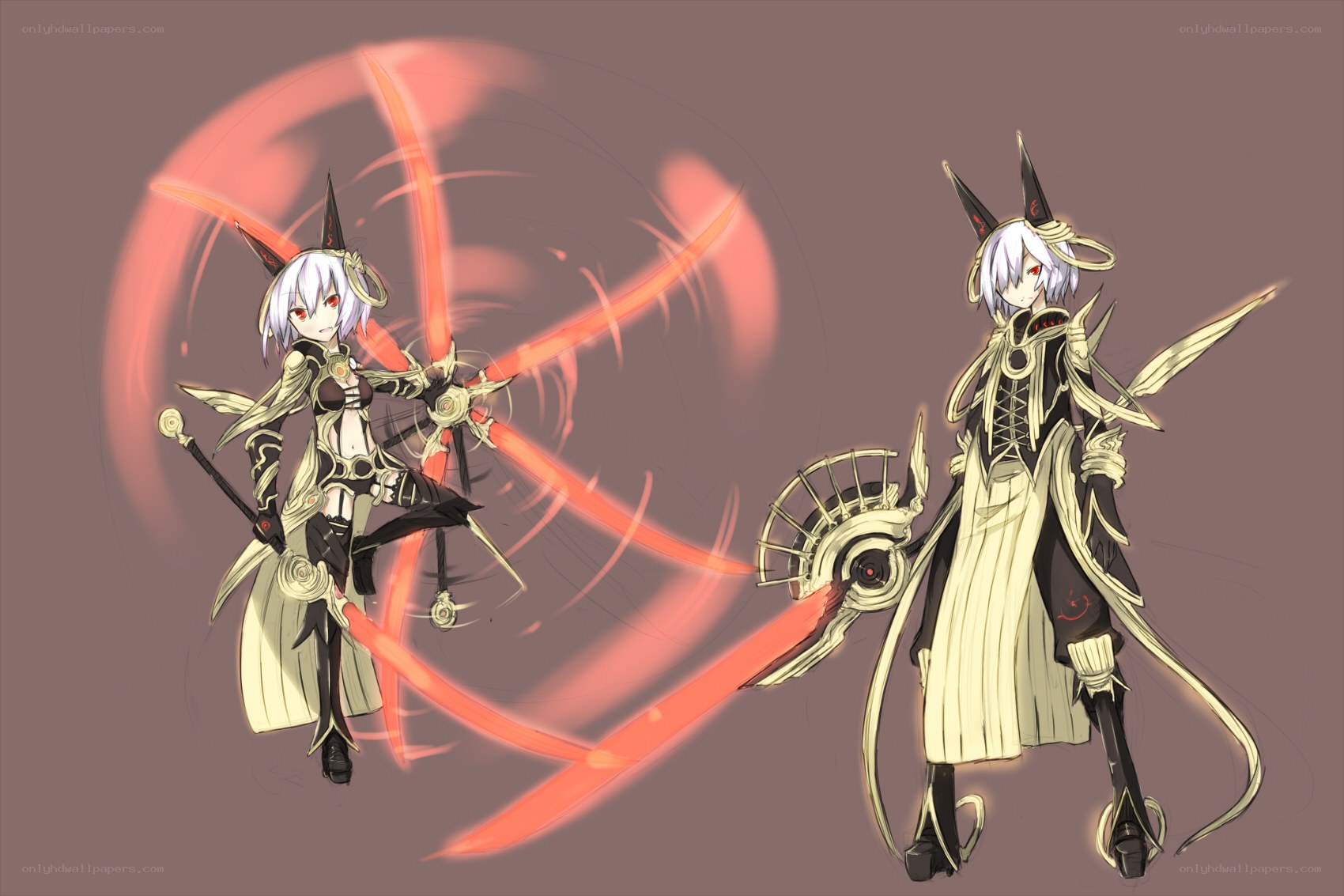 Anime warriors with red blades