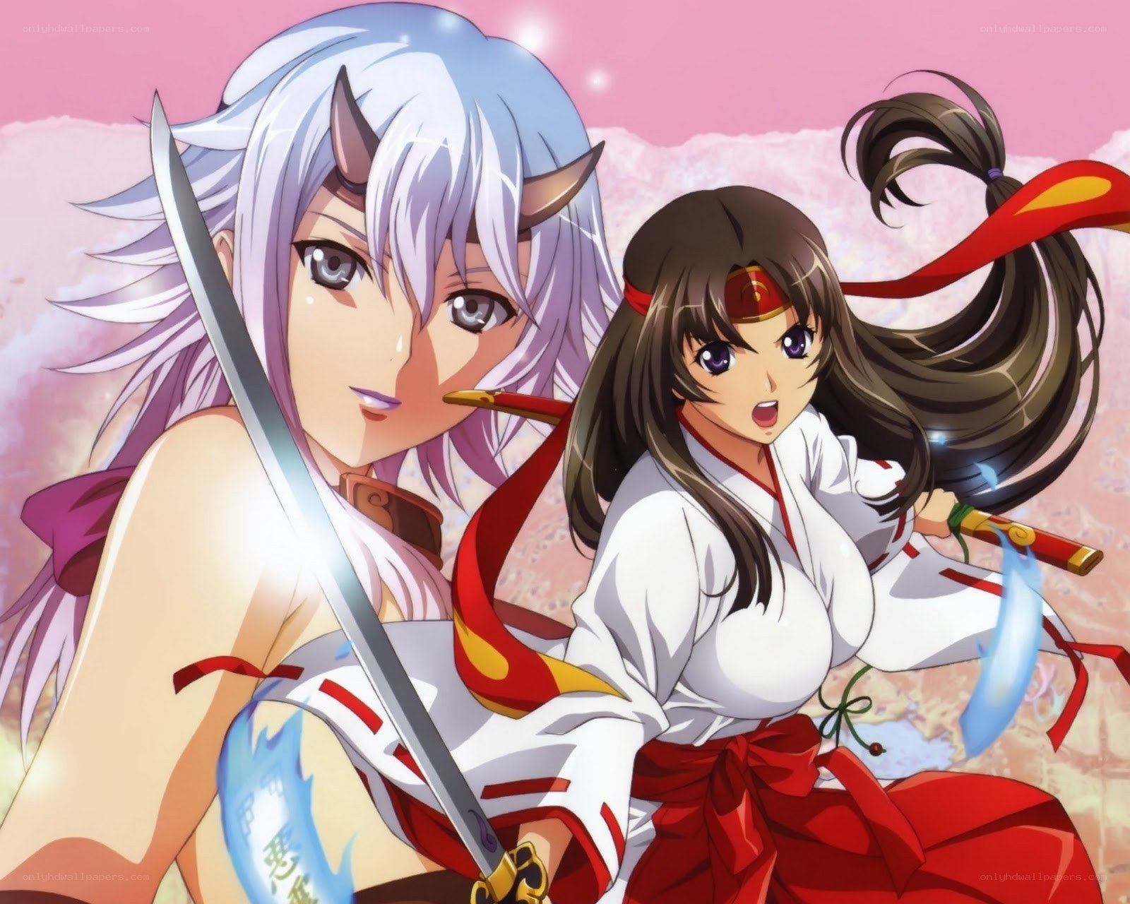 Anime warriors with swords