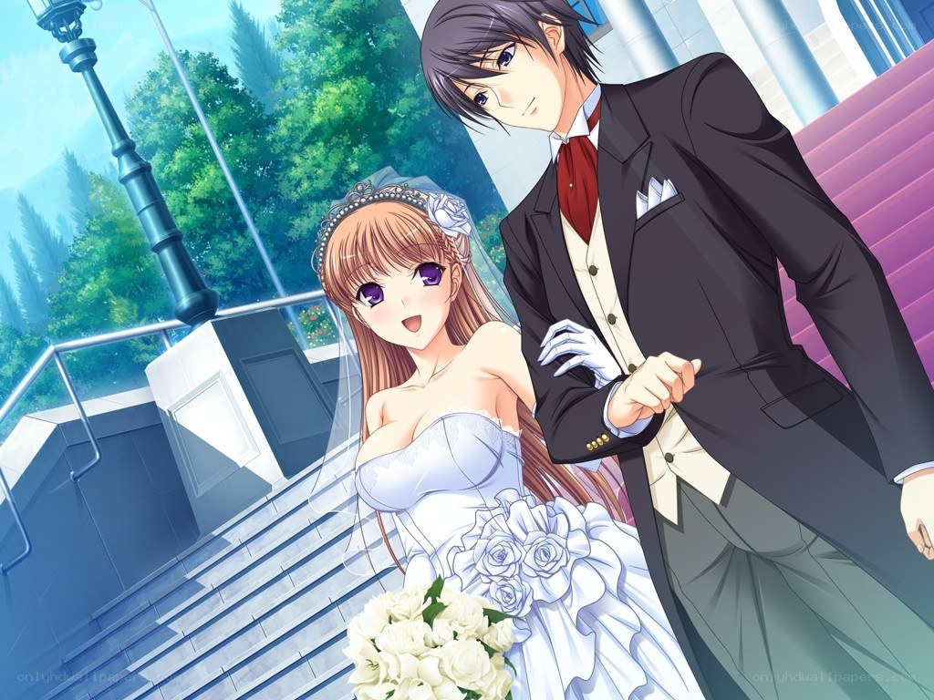 anime wedding couple