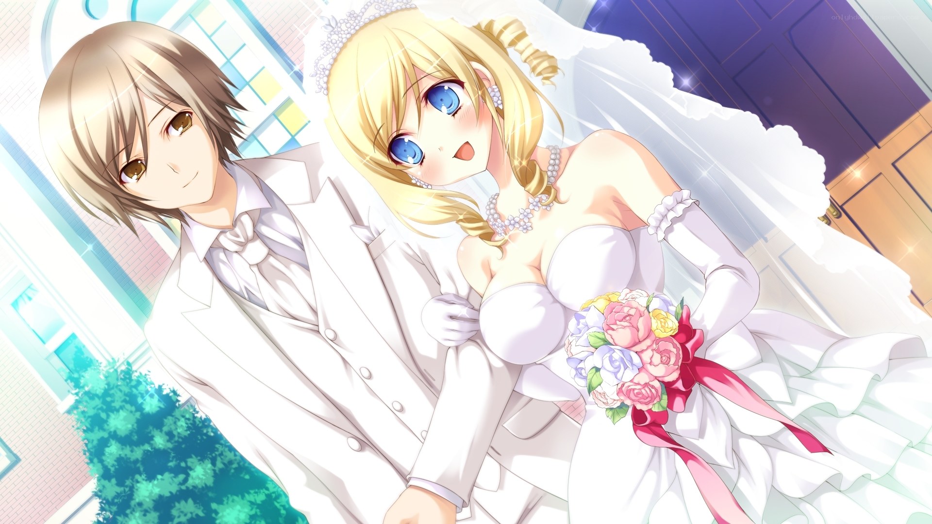 anime wedding couple