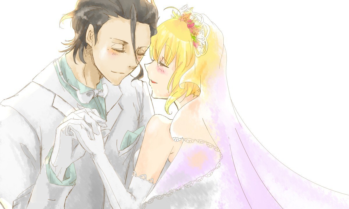 anime wedding couple