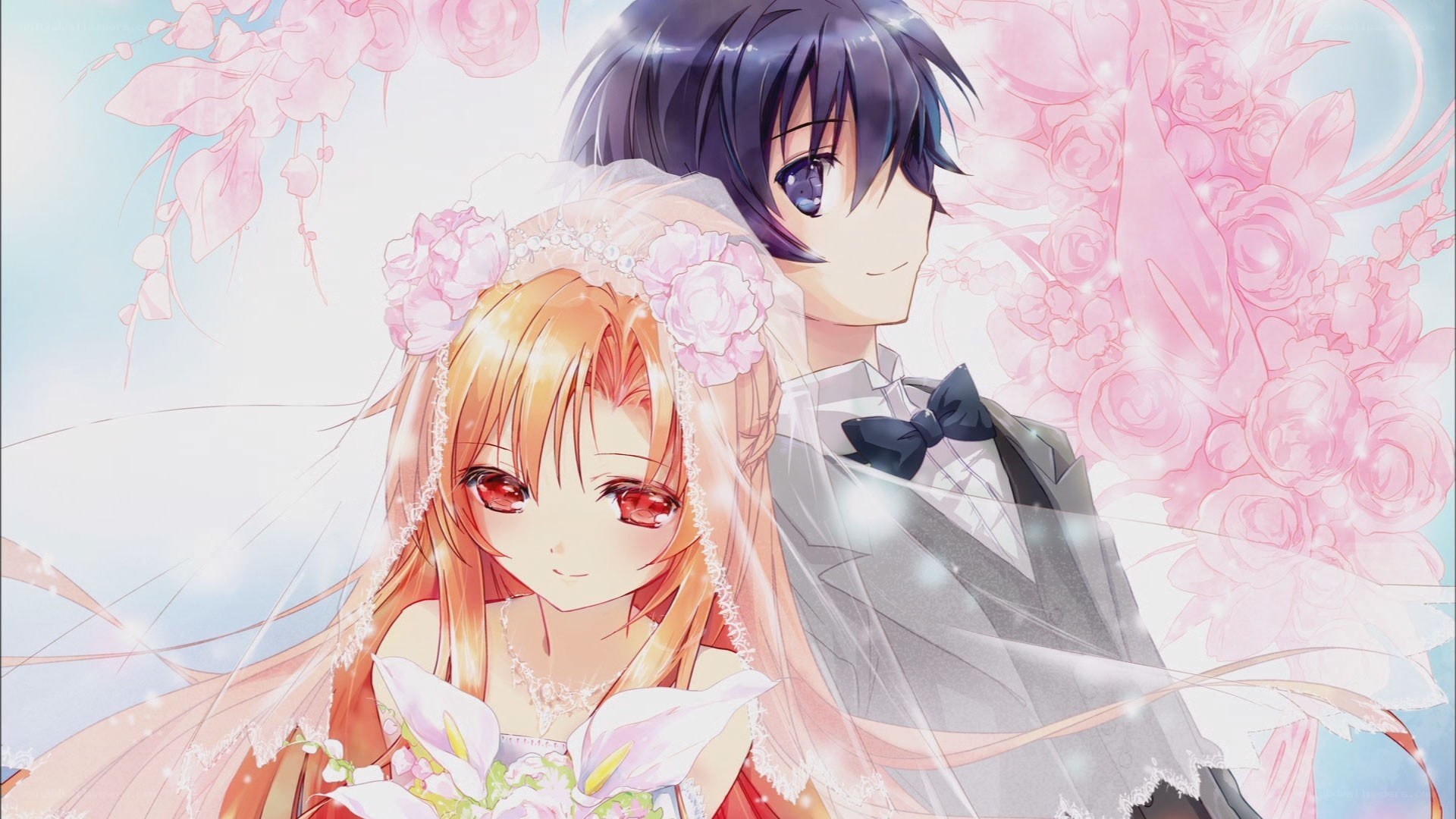 anime wedding couple