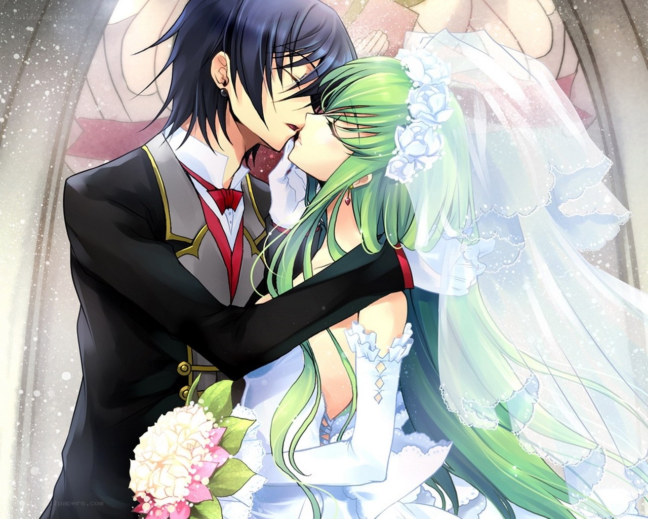 anime wedding kiss