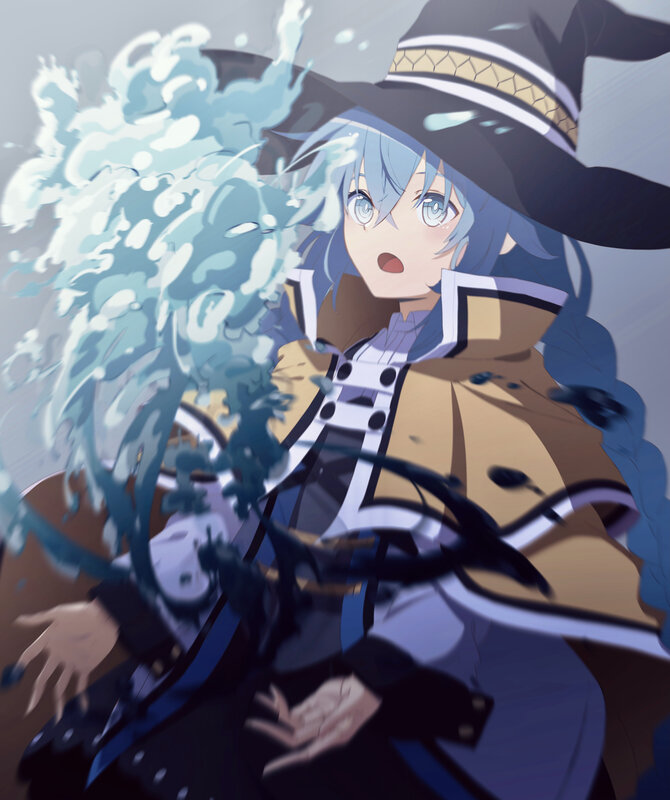 Anime Witch Casting Spell — Blue, Dramatic