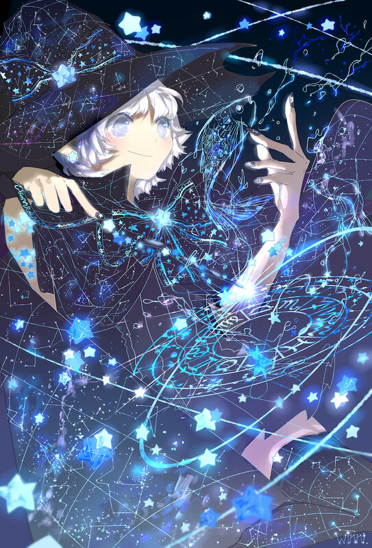 Anime Witch Casting Spell — Blue