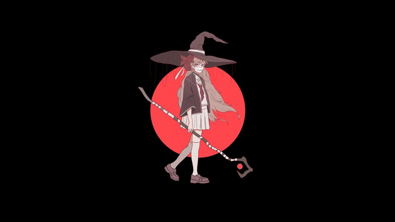 Anime Witch Character — Black, Dramatic, Digital Art, Witch Hat