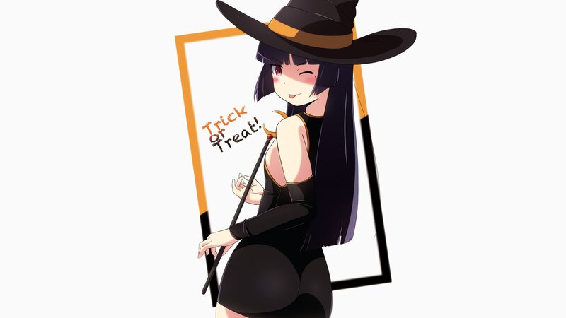 Anime Witch Character — Black, Playful, Digital Art