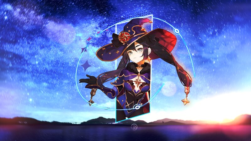 Anime Witch Character — Blue, Dramatic, Night
