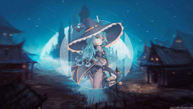 Anime Witch Character — Blue, Mysterious