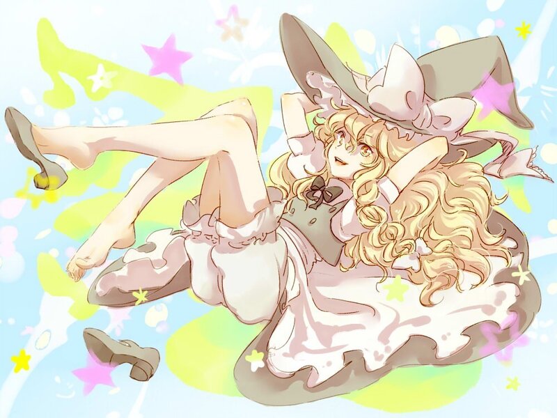 anime witch character lying down