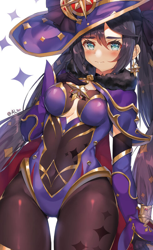 Anime Witch Character — Purple, Dramatic, Digital Art, Hat