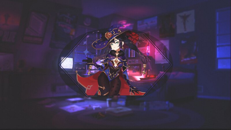 Anime Witch Character — Purple, Dramatic, Night, Digital Art, Witch Hat