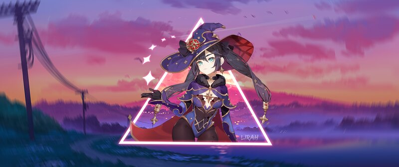 Anime Witch Character — Purple, Dramatic, Sunset