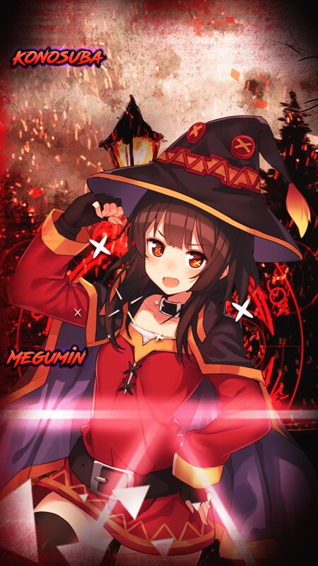 Anime Witch Character — Red, Dramatic, Night