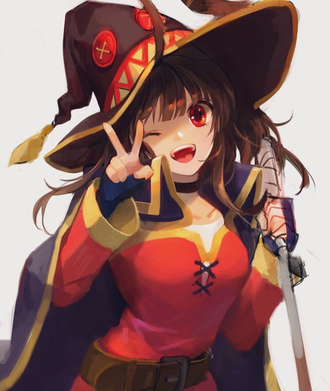 Anime Witch Character — Red, Playful, Digital Art, Hat
