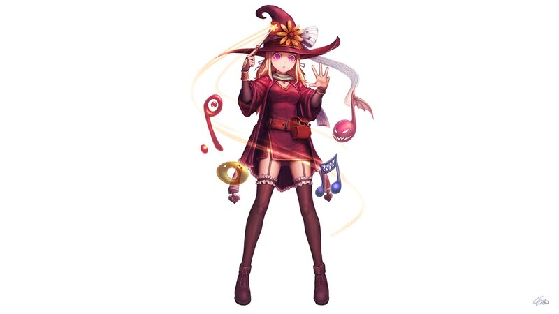 Anime Witch Character — Red, Playful, Digital Art