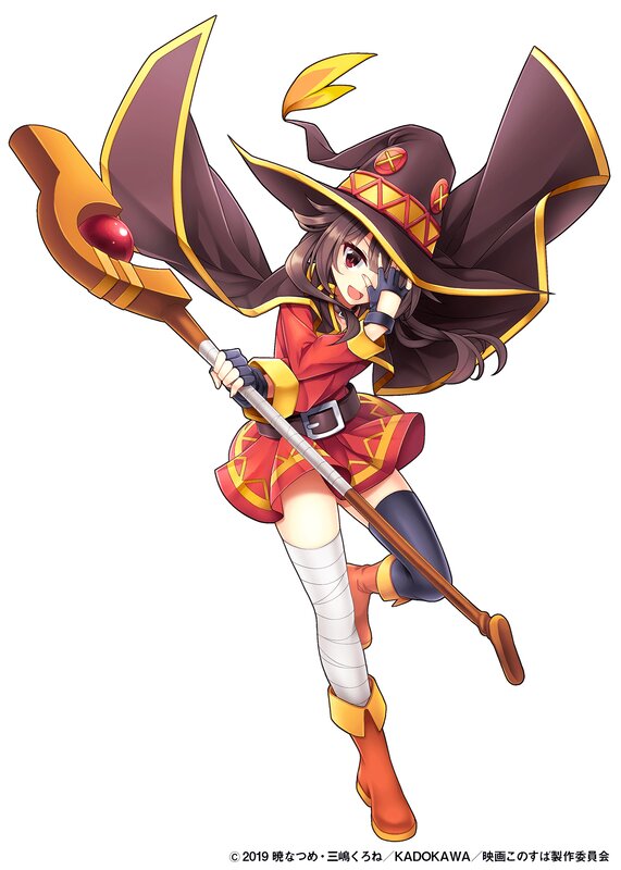 Anime Witch Character — Red, Playful, Staff, Hat