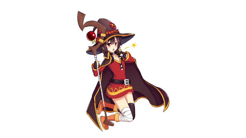 Anime Witch Character — Red, Playful, Staff
