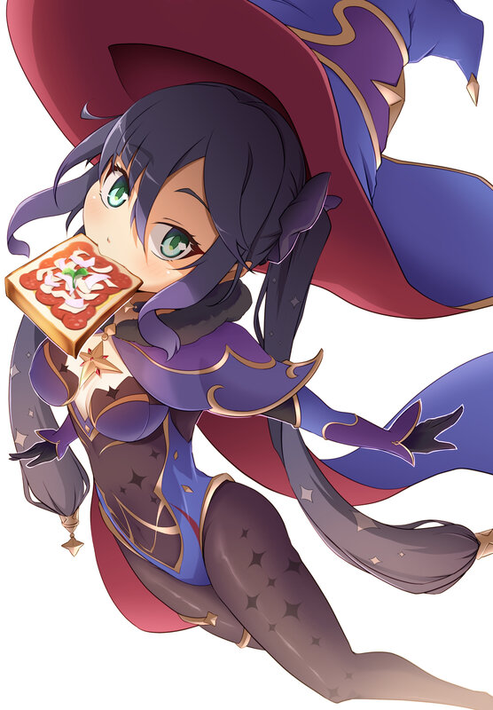 Anime Witch Eating Pizza